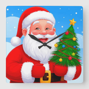 Glad tomte fyrkantig klocka