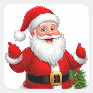Glad tomte fyrkantigt klistermärke