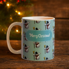 Glad tomte God Jul! Pixel Art Mönster Kaffemugg