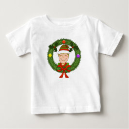 Glad tomte i krans, klänning för småbarn med ruffl tee shirt