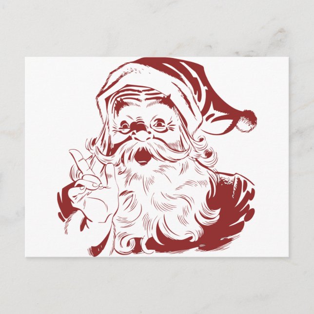 Glad tomte i röd kul retro God Jul Helg Vykort (Framsida)