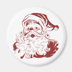 Glad tomte i röd kul retro God Jul Magnet