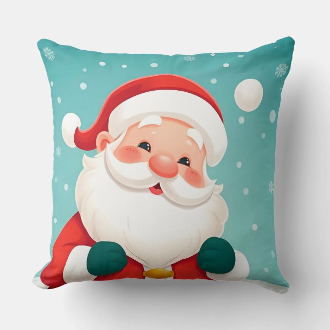 Glad tomte i snöig vinterscen kudde (Framsida)