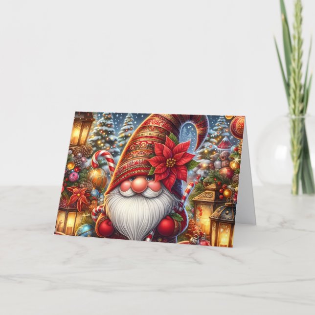 Glad Tomte Jul Helgkort (Framsida)