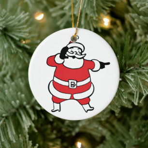 Glad tomte kallar renar på julen julgransprydnad keramik
