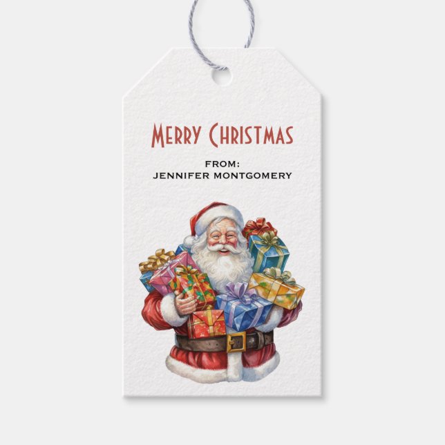 Glad Tomte Klassisk Jul Presentetikett (Framsidan)