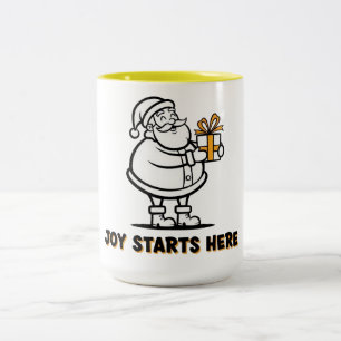 Glad tomte med present Två-Tonad mugg