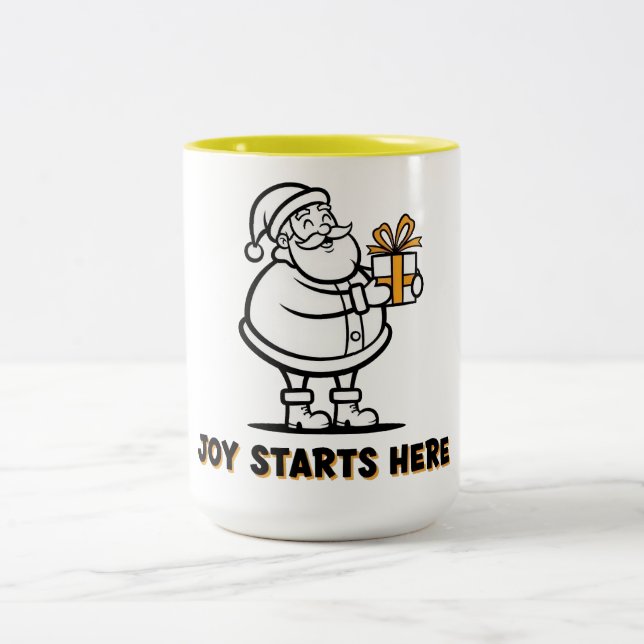 Glad tomte med present Två-Tonad mugg (Center)