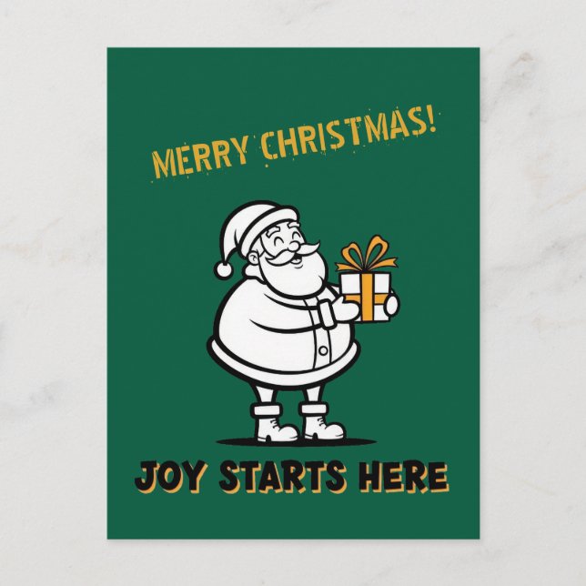Glad tomte med presentlåda vykort (Framsida)