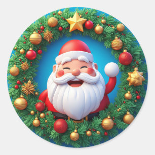Glad tomte med snöig jul runt klistermärke