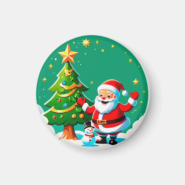 Glad tomte med snöman magnet (Framsidan)