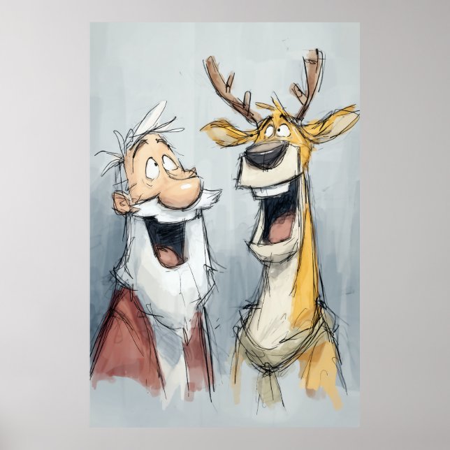 Glad Tomte och renar skrattar Poster (Framsidan)