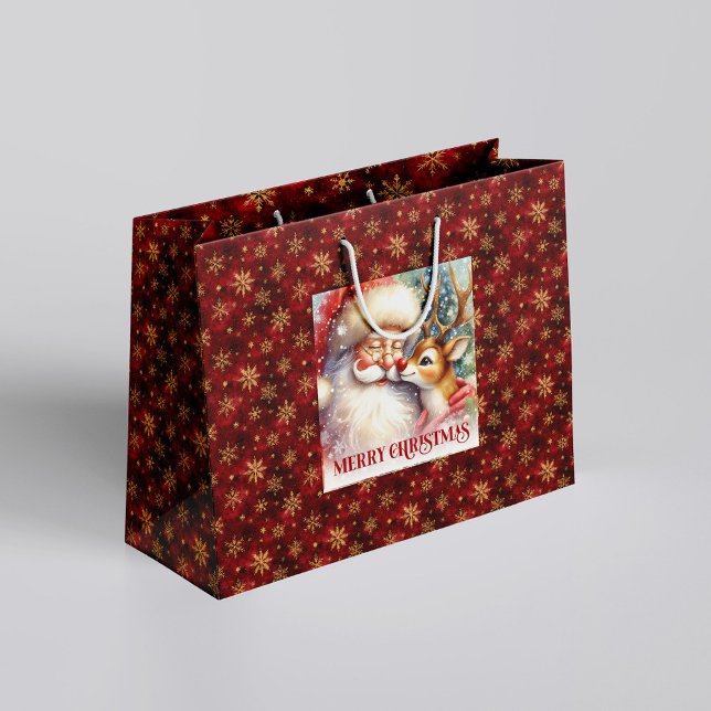 Glad Tomte och Röd Nosa Rudolf Julpåse (Cheerful Santa and Red Nose Rudolph Christmas Bag)