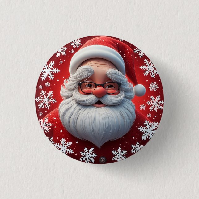Glad tomte omgiven av snöflingor knapp (Framsida)