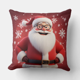 Glad tomte omgiven av snöflingor kudde