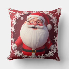 Glad tomte omgiven av snöflingor kudde