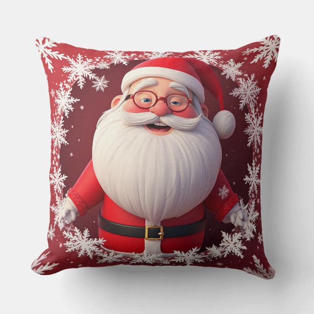 Glad tomte omgiven av snöflingor kudde (Framsida)