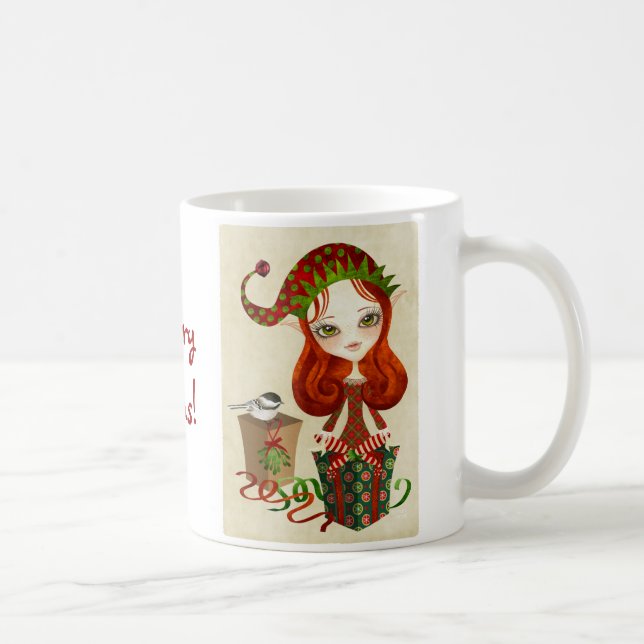 Glad tomte på julafton kaffemugg (Höger)