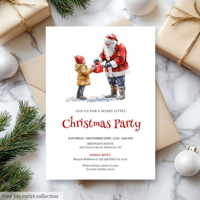 Glad Tomte Redigerbar Barn Julfest Inbjudan (Merry Santa Editable Kids Holiday Party Invite

)