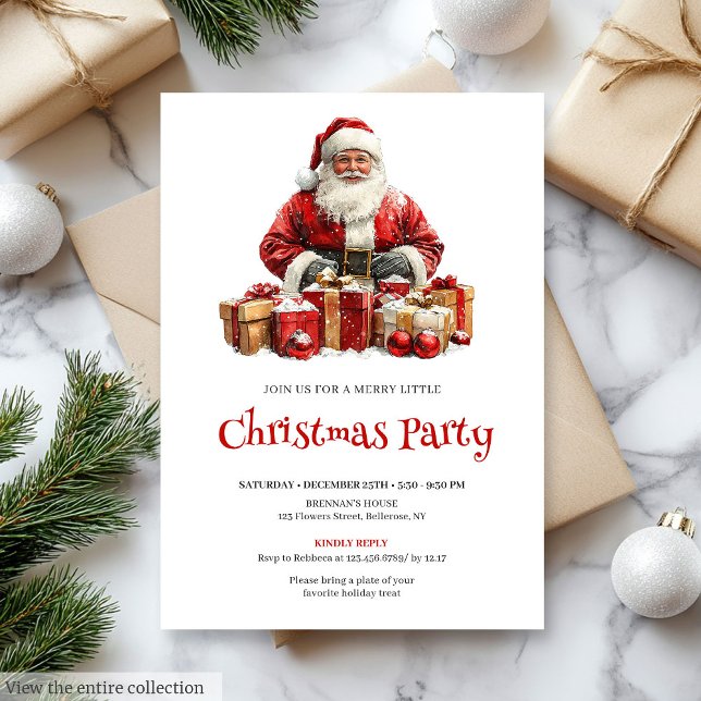Glad tomte redigerbara julfestinbjudningar inbjudningar (Merry Santa Claus Editable Christmas Party Invitation

)