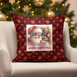 Glad tomte Rudolf julkudde semester smiler Kudde