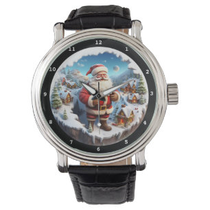 Glad tomte snöig by armbandsur