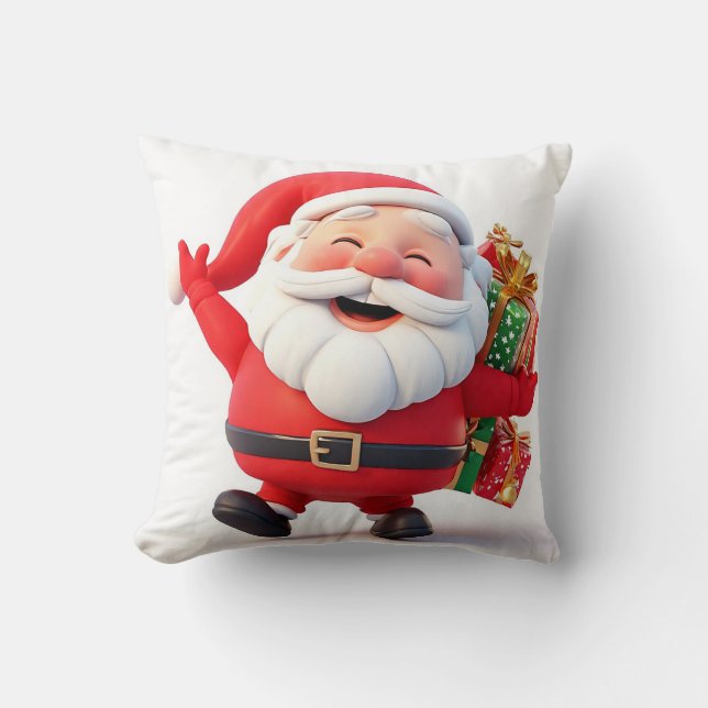 Glad tomte som bär festliga presenter kudde (Framsida)