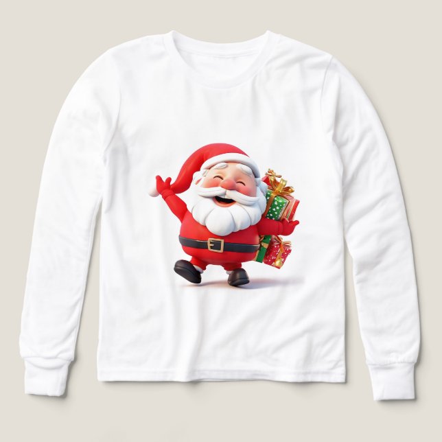 Glad tomte som bär festliga presenter t shirt (Design framsida)
