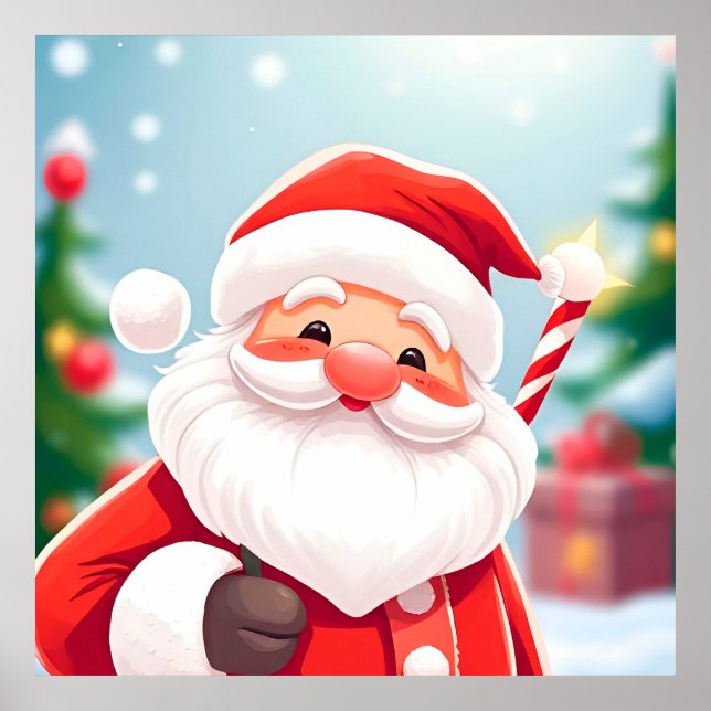 Glad tomte som håller en sockerdrickssnurra poster (Framsidan)