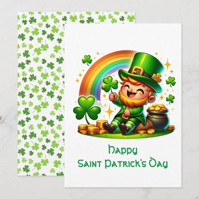 Glad Tomte: St. Patricks Dag Fest  Julkort (Fram/baksida)