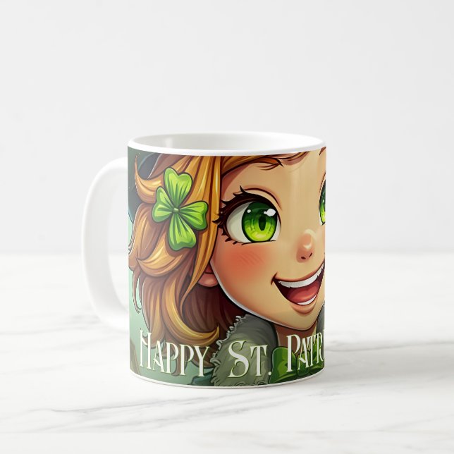 Glad Tomte - St. Patricks dag Lucky Char Kaffemugg (Framsida vänster)