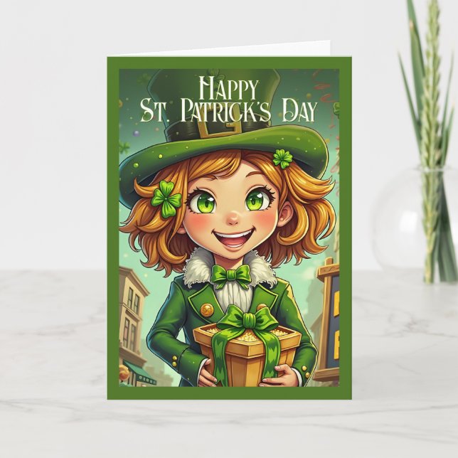 Glad Tomte - St. Patricks dag Lucky Char Kort (Framsida)