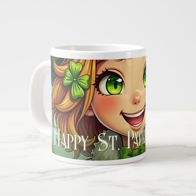 Glad Tomte - St. Patrick's Day Lucky Char Jumbo Mugg (Framsida vänster)