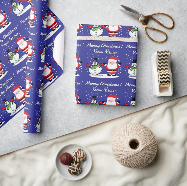 Glad Tomte tecknad film med snöman jul Presentpapper (Hantverk)
