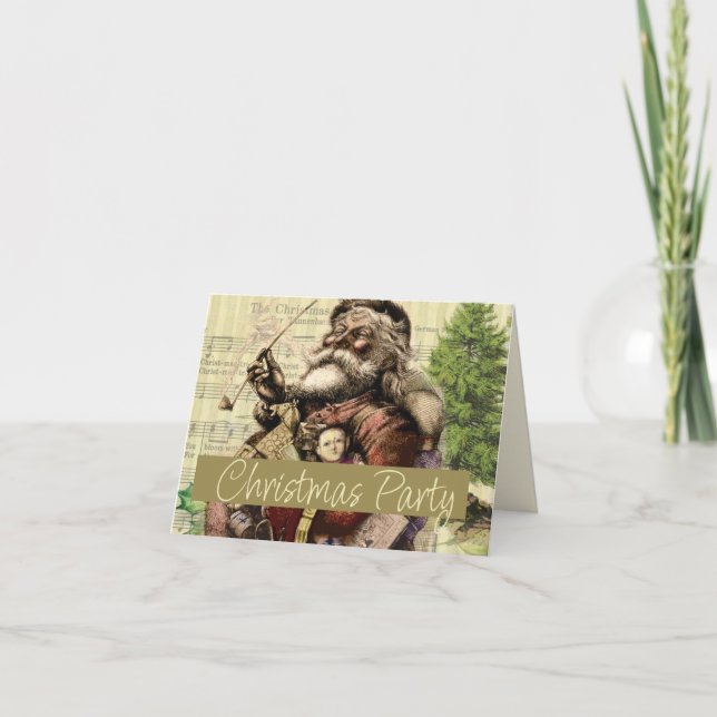 Glad tomte trädkassisk illustration inbjudan (Framsida)