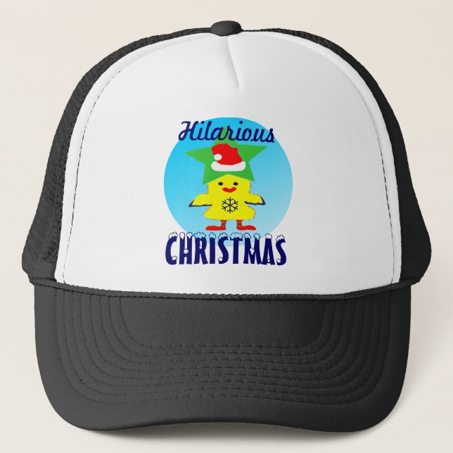 ♫♥Glad tomtekyckling rolig lastbilschaufförshatt♥♪ Keps (Framsida)