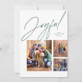 Glad tre foto grön familj jul firande  julkort