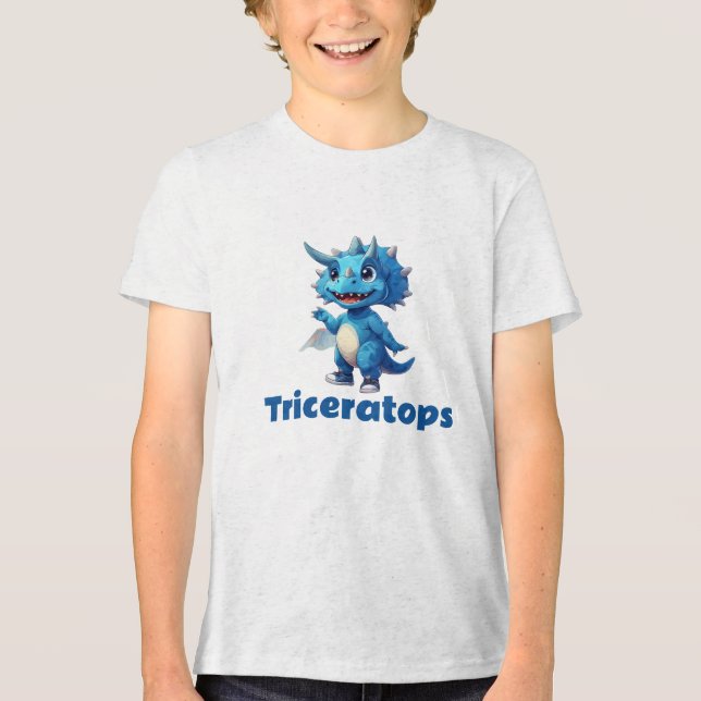 Glad Triceratops för små dinosaurie-fans T Shirt (Framsida)