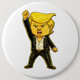 Glad Trump Lapel Strid Strid Chibi Tecknad Meme Knapp