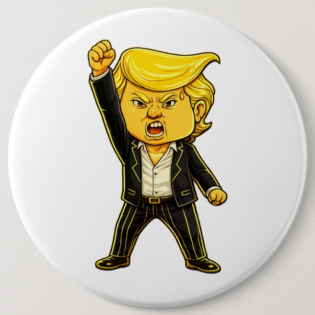 Glad Trump Lapel Strid Strid Chibi Tecknad Meme Knapp (Framsida)