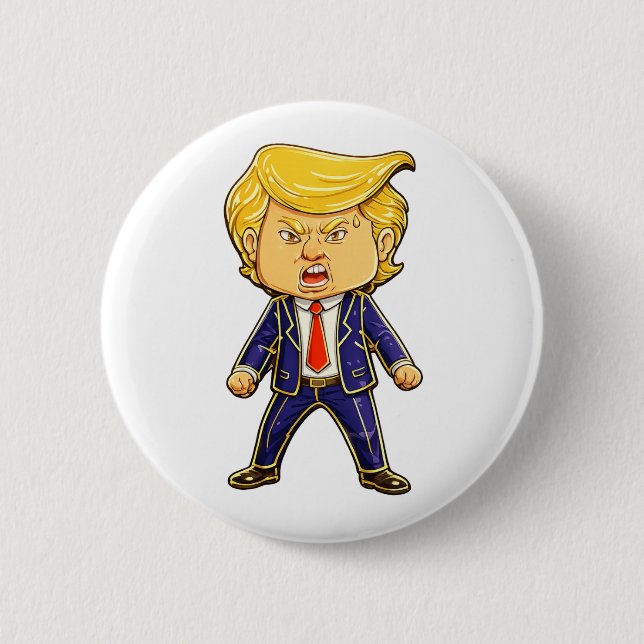 Glad Trump Pin Chibi Tecknad Rolig Meme Pop Knapp (Framsida)