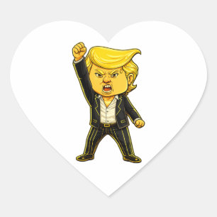 Glad Trump Reversknapp Strid Strid Chibi Tecknad S Hjärtformat Klistermärke