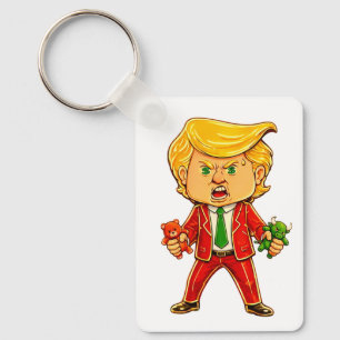 Glad Trump Rolig Trump Investera Trump Tecknad Ser Nyckelring