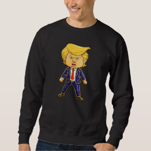 Glad Trump, Rolig Trump Meme Ilsken Trump Popkonst Lång Ärmad Tröja