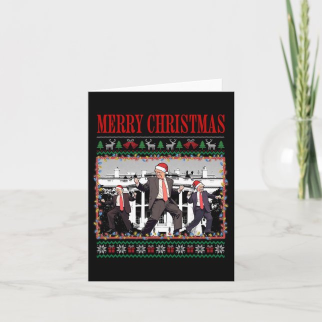 Glad Trumpjul - Tomte Claus Donald Trump Dans  Kort (Framsida)