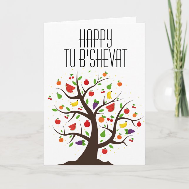 Glad Tu B'Shevat fruktträd Helgkort (Framsida)