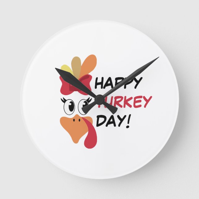 Glad turkdag rund klocka (Framsida)