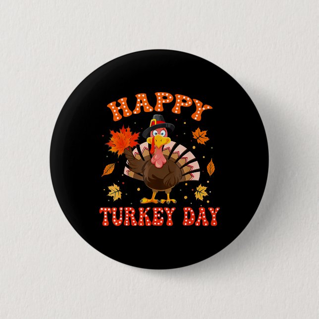 Glad turkdagströja för kvinnor Glad Thanksgiving Knapp (Framsida)