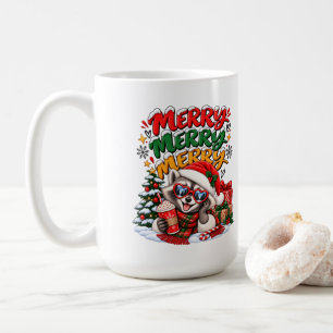 Glad Tvättbjörn Julgran Varm Choklad God Jul Kaffemugg