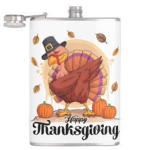 Glad typografi för Thanksgiving-flaska Fickplunta